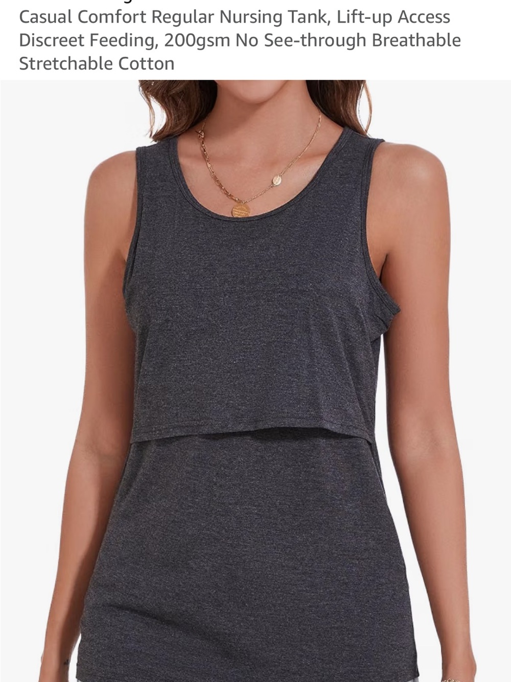 Casual Comfort Nursing Tank Top - Charcoal Gray